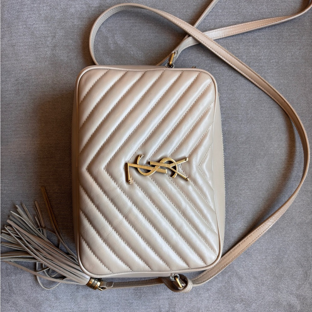 Yves Saint Laurent Beige Quilted Crossbody Bag